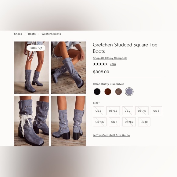 NIB MAKE OFFER JEFFREY CAMPBELL FREE PEOPLE Gretchen Studded Square Toe Boots - Picture 5 of 5